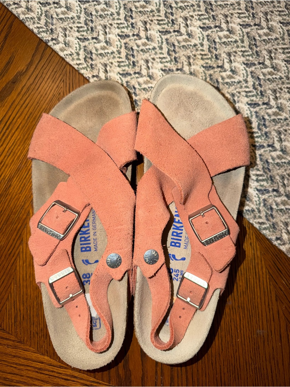 Birkenstock Women’s Coral Pink Suede Toe-Post Sandals